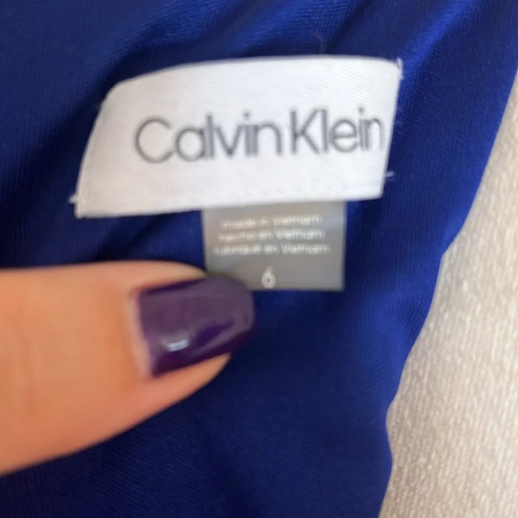 Calvin Klein Beautiful Blue Velvet Cold Shoulder Sheath Dress - Size 6 - Picture 7 of 8